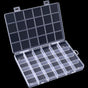 24 Grids Clear Plastic Organizer Box, Compartment Craft Storage Bead Organizer, Fixed Dividers Jewelry Storage Container Case Rock Collection Box for Beads Fishing Tackle Nail Craft