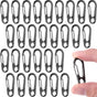 30pcs Small Snap Hook Spring Clip, Mini Heavy Duty Spring Clip Hooks, Zinc Alloy Micro Key Chain Clasp Accessories for Climbing Camping Hiking Fishing- Black