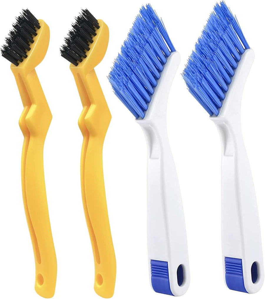 4 PCS Multi Purpose Small Crevice Cleaning Brushes for Tight Narrow Space, Small Scrub Brush Set for Scrubbing Cleaning Kitchen Sink Bathroom Shower Corner Household Use