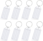 2 Inch Tough Plastic Key Tags White Item Identifiers with Blank Paper Labels Transparent Covers and Split Rings