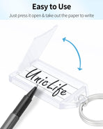 2 Inch Tough Plastic Key Tags White Item Identifiers with Blank Paper Labels Transparent Covers and Split Rings