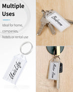 2 Inch Tough Plastic Key Tags White Item Identifiers with Blank Paper Labels Transparent Covers and Split Rings
