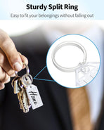 2 Inch Tough Plastic Key Tags White Item Identifiers with Blank Paper Labels Transparent Covers and Split Rings