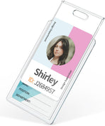2 Pack Sliding Badge Holder Vertical Clear Card Case Hard Plastic Card Protector Pouch for Office School ID Card Credit Card Proximity Card Driver’s License Pass