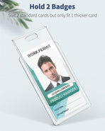 2 Pack Sliding Badge Holder Vertical Clear Card Case Hard Plastic Card Protector Pouch for Office School ID Card Credit Card Proximity Card Driver’s License Pass