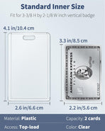 2 Pack Sliding Badge Holder Vertical Clear Card Case Hard Plastic Card Protector Pouch for Office School ID Card Credit Card Proximity Card Driver’s License Pass