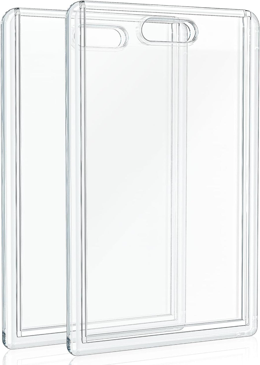 2 Pack Sliding Badge Holder Vertical Clear Card Case Hard Plastic Card Protector Pouch for Office School ID Card Credit Card Proximity Card Driver’s License Pass