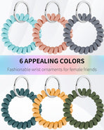 Wristlet Keychain Flexible Plastic Spring Spiral Coil Key Holder with Silver Key Ring Chain Holder Tag