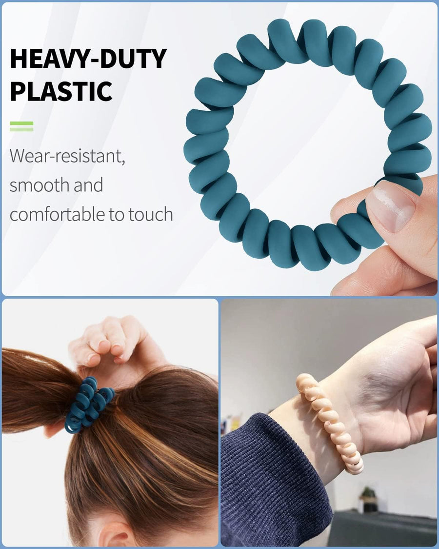 Wristlet Keychain Flexible Plastic Spring Spiral Coil Key Holder with Silver Key Ring Chain Holder Tag