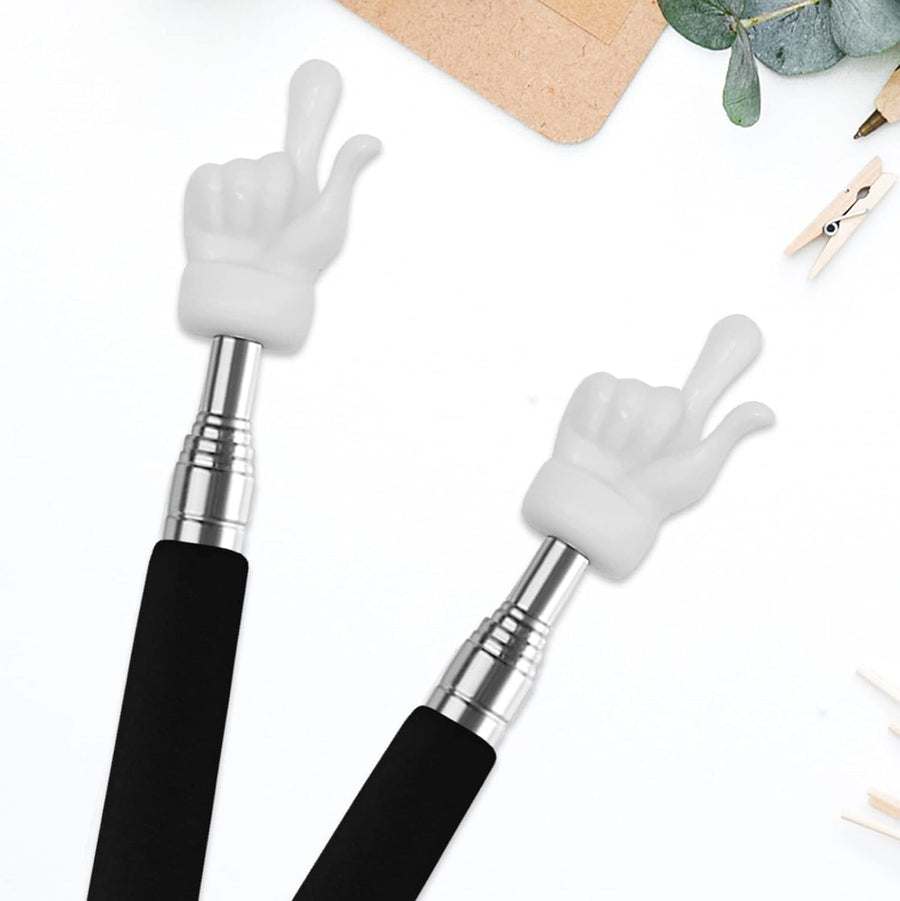 2Pcs Telescopic Teachers Pointer, Extendable Hand Pointer Finger Pointer Stick, Mini Retractable Classroom Pointer for Elementary School Kindergarten Teacher, Classroom Supplies (Black)