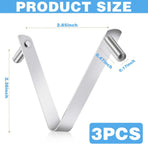 3Pcs Pool Brush Clip V-Shaped Clip, Pool Pole Clips Pool Hooks for Poles, Stainless Steel Clips Double Pin Spring Button Clip for Brushes Skimmers Pool Net Swimming Pool Spa Brush