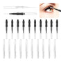 20 Pcs Micro Eyebrow Brush With Cap,Eyebrow Spoolie Brush Micro Eyebrow Lamination Brush 2 Size Multifunctional Micro Spooly Lash Mascara Brush Comb for Eyelash Lift Extensions Brow Clean(White,Black)