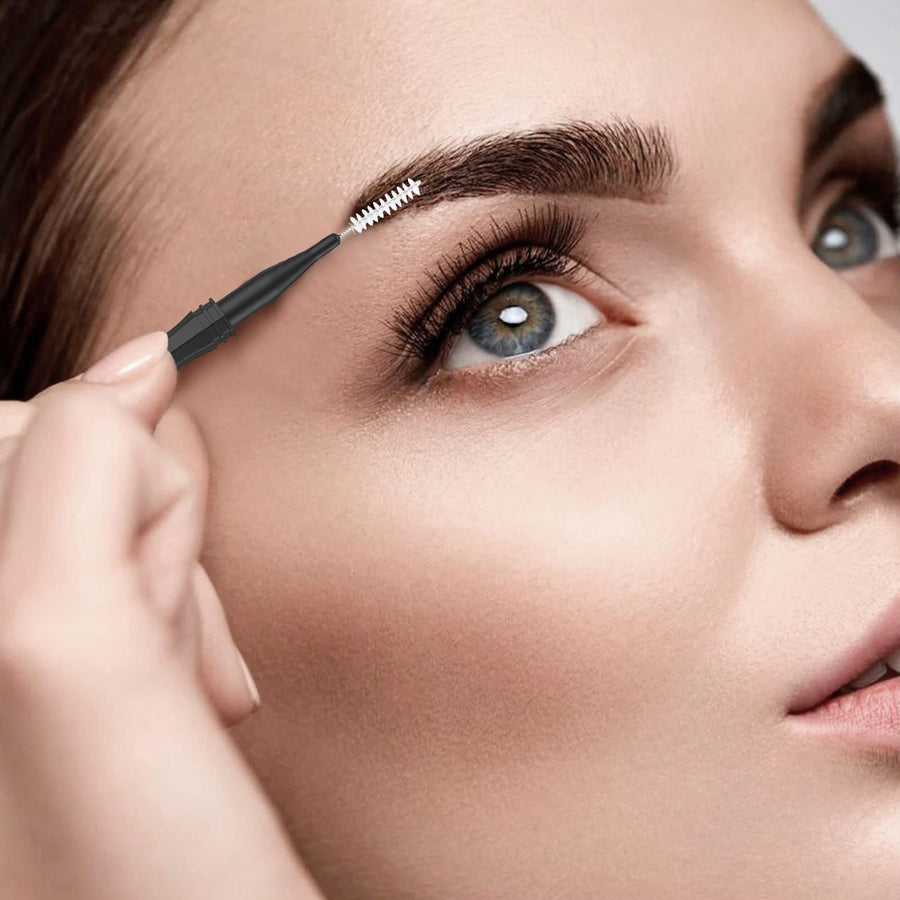 20 Pcs Micro Eyebrow Brush With Cap,Eyebrow Spoolie Brush Micro Eyebrow Lamination Brush 2 Size Multifunctional Micro Spooly Lash Mascara Brush Comb for Eyelash Lift Extensions Brow Clean(White,Black)