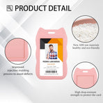 2 Pack Sliding Cat Ears ID Badge Holder, Vertical ID Card Holder for Lanyard with Clear Window, Badge Protector for Office School Factory Teacher Student