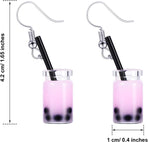 5 Pairs Cute Bubble Tea Dangle Earrings Bubble Milk Tea Drop Earrings Colorful Creative Funny Jewelry for Women Gift