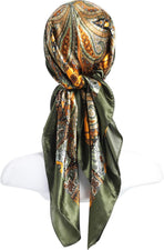 35 Inch Silky Head Scarf 2 Pcs Large Square Neck Scarf Sleeping Hair Wrapping Satin Bandana for Women