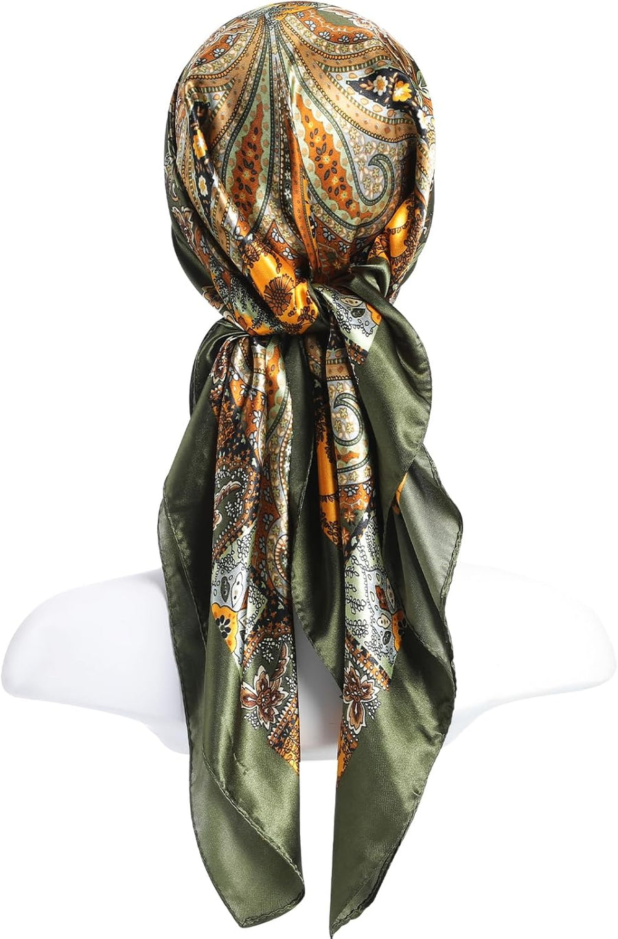 35 Inch Silky Head Scarf 2 Pcs Large Square Neck Scarf Sleeping Hair Wrapping Satin Bandana for Women