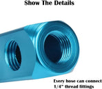 1/4" 2 Way 5 Port Aluminum Air Hose Inline Manifold Block Splitter, Pneumatic Air Compressor Manifold Fitting