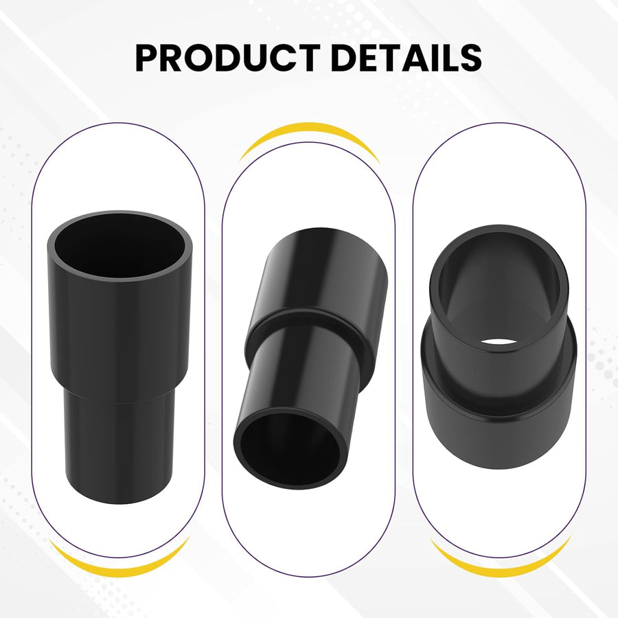 2 Pcs Vacuum Hose Adapter for Connecting 1-3/8" OD to 1-1/4" ID Between Vacuum Cleaner and Dust Collection Accessories, Plastic Cleaner Hose Connector Reducer (Black)