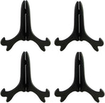 Black 4" Wood-Like Plastic Easels Plate Display Stands Picture Frame Stand Holder-Set of 4