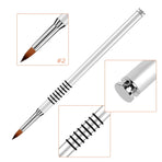 3D Nail Art Brush for Acrylic Powder, Kolinsky Acrylic Nail Brush, Silver Metal with Non-Slip Handle (Size # 2)