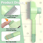 Pet Comb for Cats,Pet Hair Removal Comb Flea Comb with Release Button (Green)