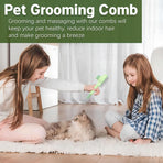 Pet Comb for Cats,Pet Hair Removal Comb Flea Comb with Release Button (Green)
