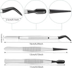 3 Pieces Tweezers with Rubber Tips PVC Coated Set Rubber Straight Flat Tip Long Bent Tweezers for Crafts Stamps Beads Jewelry Tools(Black)