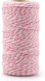 Pink and White Twine String, 328 Feet Christmas Bakers Twine String, 2MM Heavy Duty Packing String for DIY Crafts, Christmas Decoration, Gift Wrapping, Craft Wrapping