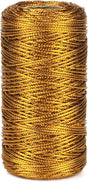328 Feet Gold String Twine - 1.5mm Metallic Thread Gift Wrapping - 16Ply Inelastic Macrame Glitter Gold Cord for Christmas Halloween Crafting DIY Presents Wrapping Decoration