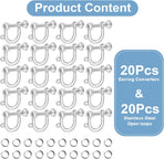 40pcs Screw Back Earring Converter with Jump Rings – Convert Dangle Earrings for Non-Pierced Ears, Such as Those with Fishhook or Kidney Hook Findings, Painless & Hypoallergenic Resin U‑Type Earrings