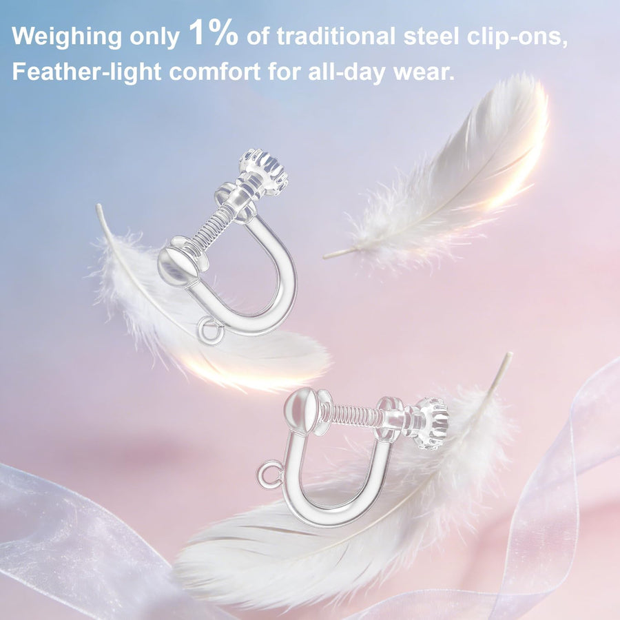 40pcs Screw Back Earring Converter with Jump Rings – Convert Dangle Earrings for Non-Pierced Ears, Such as Those with Fishhook or Kidney Hook Findings, Painless & Hypoallergenic Resin U‑Type Earrings