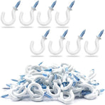 50Pcs 1/2-Inch Cup Hooks Ceiling Hooks, Plastic-Covered Metal Screw-in Hooks, White
