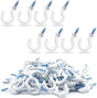 50Pcs 1/2-Inch Cup Hooks Ceiling Hooks, Plastic-Covered Metal Screw-in Hooks, White