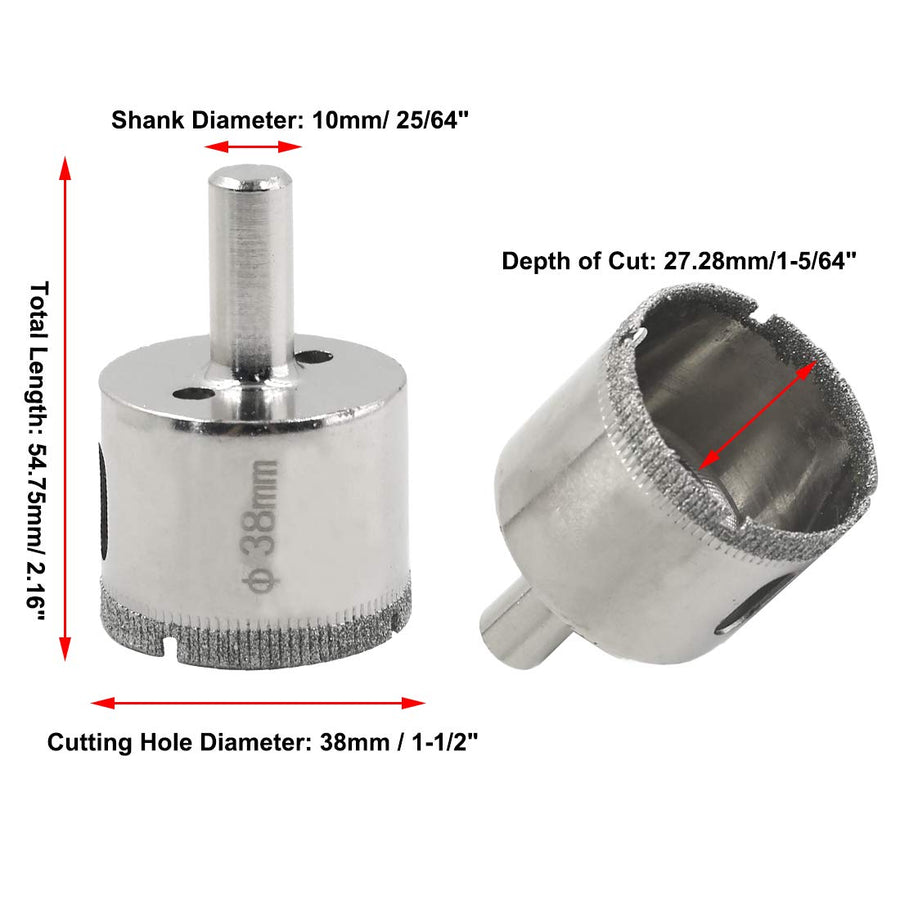 1-1/2 Inch / 38mm Diamond Drill Bits, Diamond Hole Saw Hollow Core Drill Bits for Glass Ceramic Porcelain Tiles Marble Granite Quartz