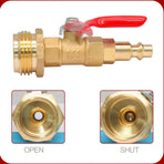 Winterize Blowout Adapter with 1/4" Quick Connect Plug and 3/4" Garden Water Hose Threading Brass Winterize Quick Adapter with Ball Valve for RV Boat Camper Trailer Sprinkler Irrigation