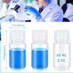 6 Pcs 2 oz 60ml Polypropylene Reagent Bottle Plastic Sample Bottles with Screw Caps Transparent PP Sample Containers with Lid for Liquids, Laboratory, Storage at Home (Clear)