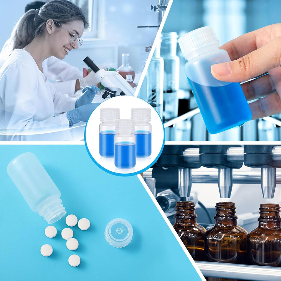 6 Pcs 2 oz 60ml Polypropylene Reagent Bottle Plastic Sample Bottles with Screw Caps Transparent PP Sample Containers with Lid for Liquids, Laboratory, Storage at Home (Clear)