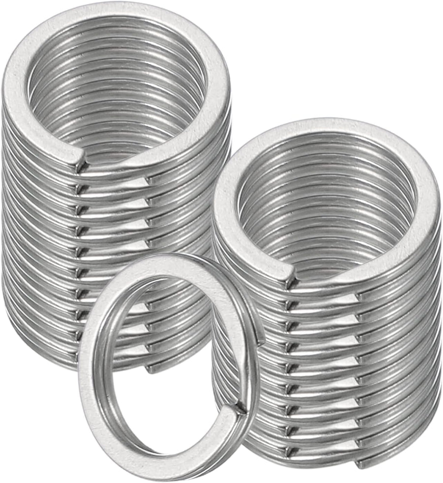 20pcs Split Keychain Rings, 15mm Round Flat Keyrings Stainless Steel Open Key Chain Ring Dog Tag Rings for DIY Keychain Craft Lanyard, 1.5mm Thick, Silver