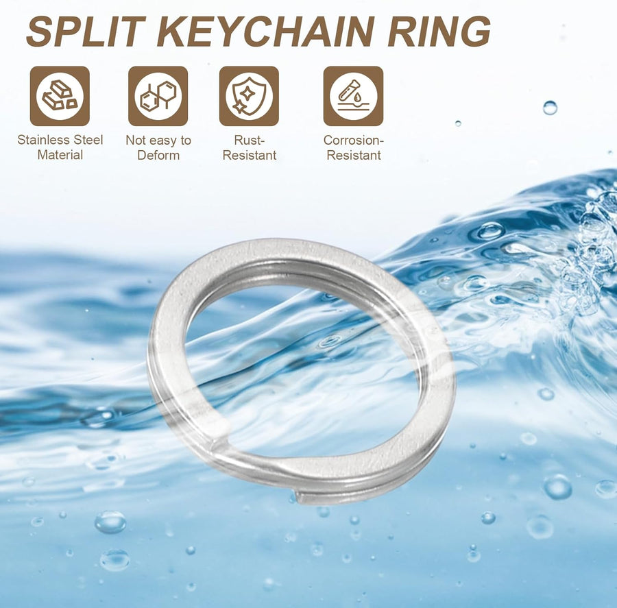 20pcs Split Keychain Rings, 15mm Round Flat Keyrings Stainless Steel Open Key Chain Ring Dog Tag Rings for DIY Keychain Craft Lanyard, 1.5mm Thick, Silver