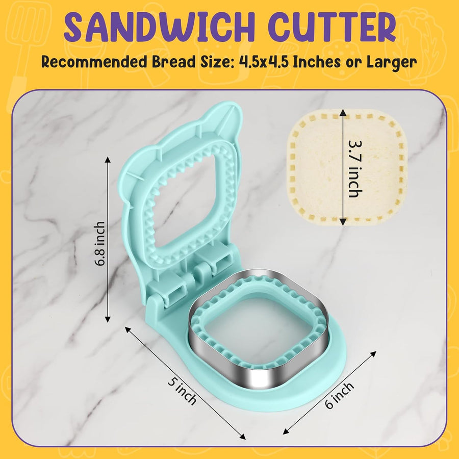 Uncrustable Sandwich Cutter Maker – Sandwich Sealer and Cutter for Lunchbox and Breakfast, Square Shape, Light Blue