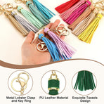 Leather Keychain Tassels, Women Tassel Bag Charm with Lobster Clasp Key Ring for Handbag Purse