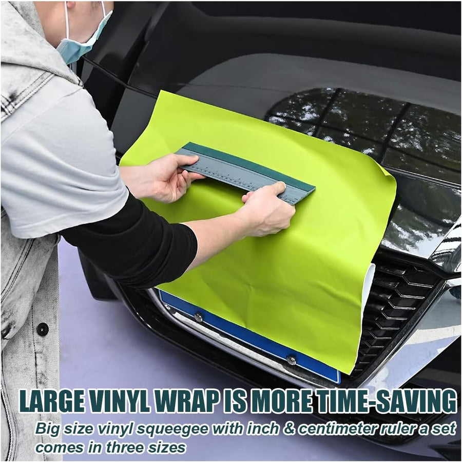12 Inch Vinyl Wrap Squeegee, Window Tint Squeegee Installation Tool with Ruler 15CM & Suede Felt Edge, Car Vinyl Wrap Scraper Tool for Sign-Making Graphic Wallpaper Film Smoothing (12 Inch)