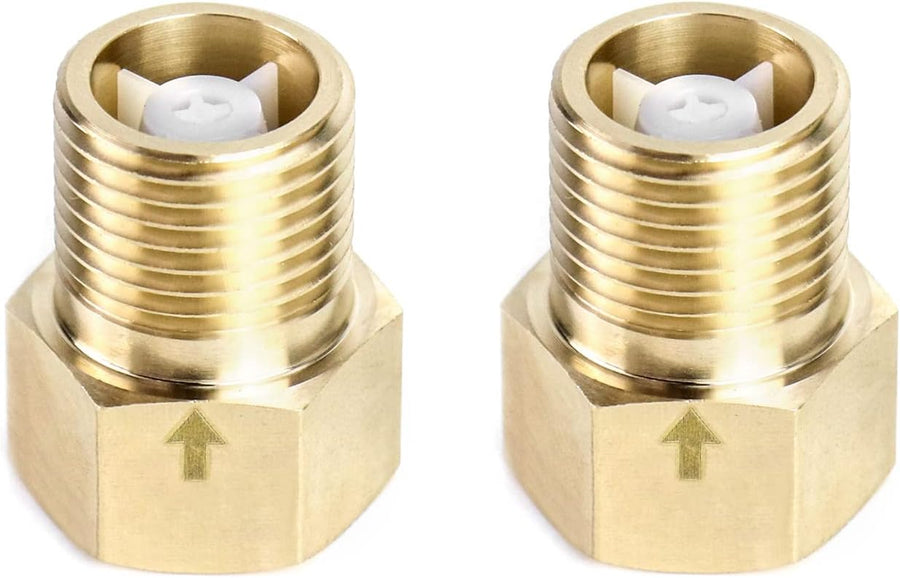 2Pcs Brass One-way Check Valve, 1/2" Female to 1/2" Male Thread of Backflow Preventer