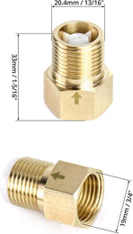 2Pcs Brass One-way Check Valve, 1/2" Female to 1/2" Male Thread of Backflow Preventer