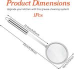 Stainless Steel Fat Skimmer Spoon 4” Fine Mesh Strainer with 9” Heat-Resistant Handle Grease Strainer Spoon Fat Separator for Cooking Frying Quinoa Soup Miso Foam Grease