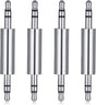 3.5 mm Male to Male Audio Cable Connector, 4 Pack 1/8" Audio Jack Stereo Jack Adapter Metal Silver Headphone Jacks Coupler Connector for Smartphones, Mic