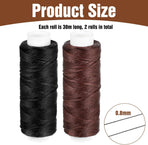32.8 Yards Waxed Thread, 0.8 mm Leather Thread for Hand Sewing, 2 Colors Heavy Duty Upholstery Threads Thick Sewing Threads Waxed String for Bookbinding, DIY Crafts, Shoes Repair