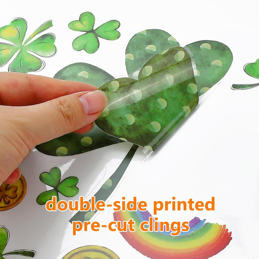St Patricks Day Decorations,St Patricks Day Window Clings 122 PCS Reusable Spring Window Clings for St Patrick's Day Decor Shamrock Stickers Party Supplies for Kids School Home Office.