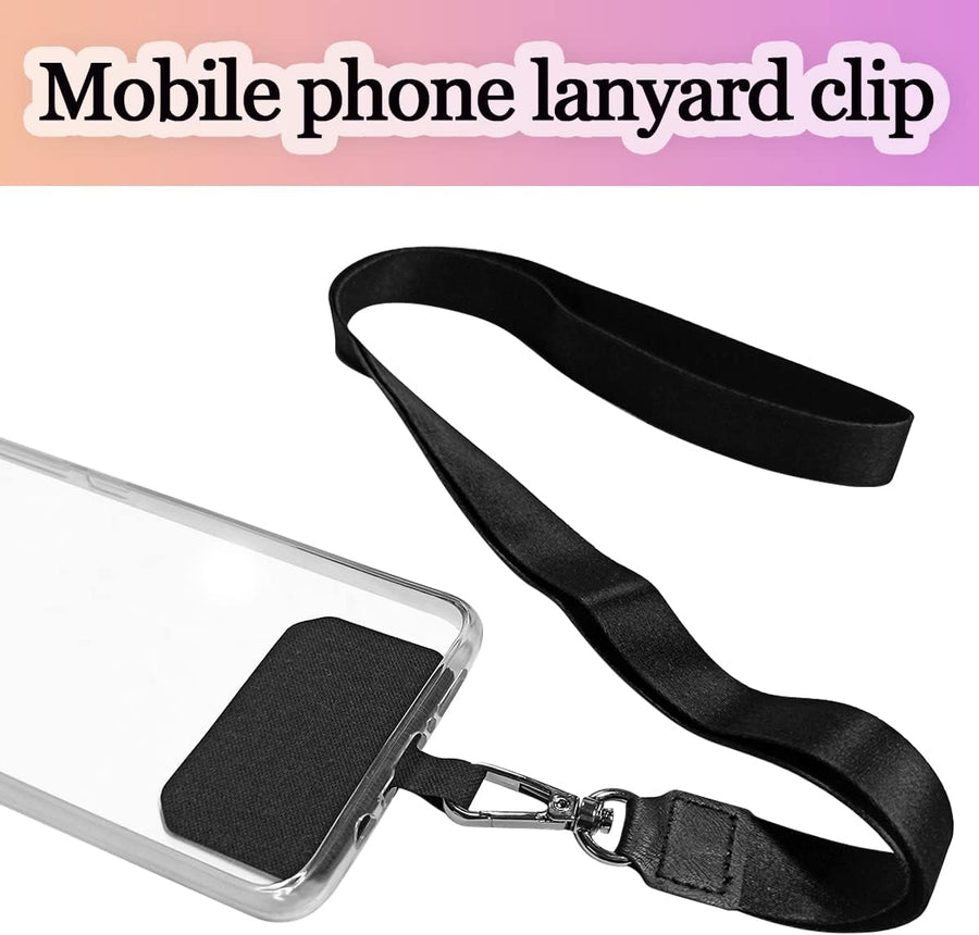 5 Pack Phone Tether Tab Cell Phone lanyard pad, Universal Phone Tether Tab Phone Lanyard Replacement Part Compatible with Most Smartphones (Black)
